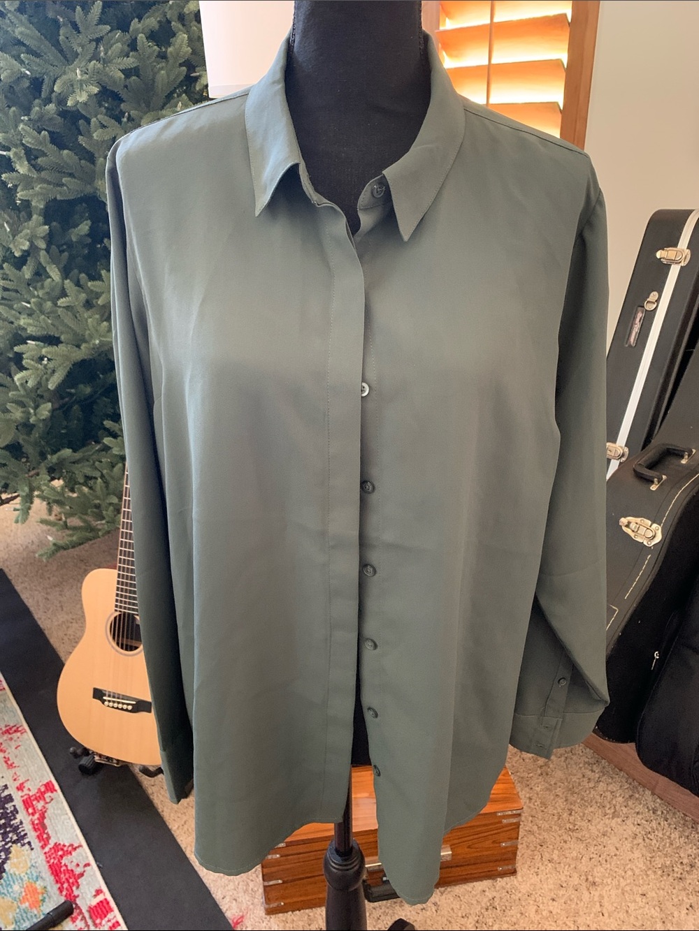 Express Portofino Slim Shirt in Olive Green Women’s XL